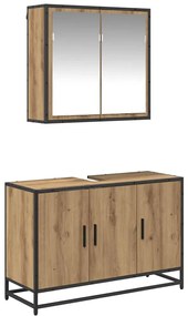 Fürdőszoba bútor szett 2 pcs kézműves tölgy 90 x 33 x 60 cm