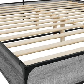 szürke sonoma szerelt fa és fém ágykeret 200 x 200 cm