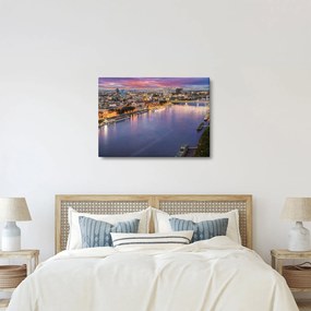 Pozsonyi éjszakai város képe folyóval (70x50 cm)