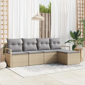 Kerti Kanapé Szett párnával 5 pcs Beige és Világosszürke