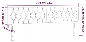 világosszürke szövet LED-es fejtámla 200x7x78/88 cm