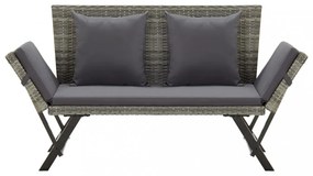 szürke polyrattan kerti pad párnákkal 176 cm