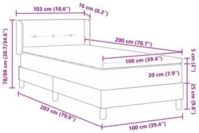 Boxspring Ágy Mattal – Sötétszürke, 100x200 cm, Szövet