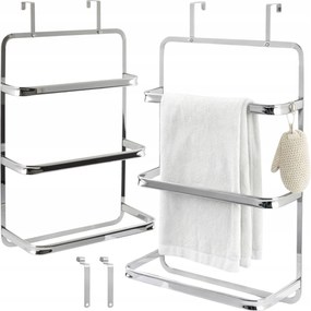 Függő fürdőszobai akasztó tapadásmentes ajtóhoz Ezüst