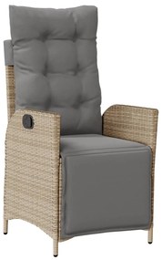 vegyes bézs polyrattan dönthető kerti szék lábtartóval