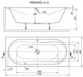 Doria Duo 80x170 egyenes kád