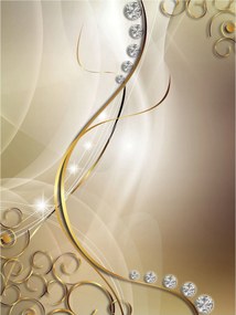 Fotótapéta Arany vonalak gyémántok csillogás bézs-ezüst 184x254 vinil +ragasztó