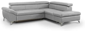 Bőrkárpitos, jobbos, L-alakú SALERNO II sarokkanapé, szürke