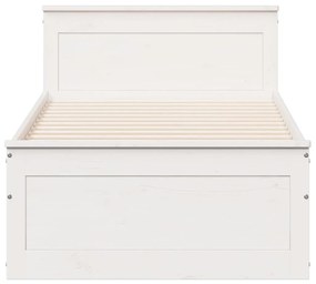 fehér tömör fenyőfa fejtámlás ágykeret matrac nélkül 75x190 cm