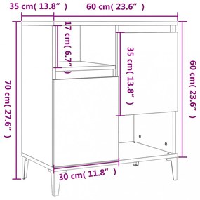 2 db magasfényű fehér szerelt fa tálalószekrény 60 x 35 x 70 cm