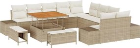 vidaXL Kerti Kanapé Szett párnával tárolóval 13 pcs Bézs Poli rattan