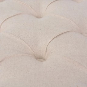 krémfehér, vászon és tömör fa pad 110 x 38 x 48 cm