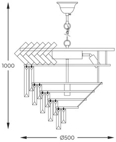 Zuma Line 23910/9 - Csillár láncon LYON 9xE14/40W/230V arany