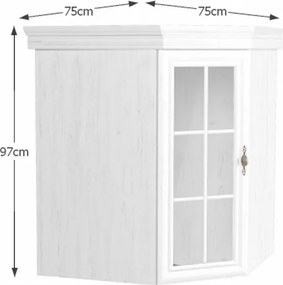 Vitrines szekrény, fali, sosna andersen, KORA KNN1