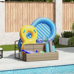 bézs polyrattan medence melletti úszótároló 110x100x57 cm