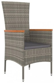 vidaXL 5 részes szürke polyrattan kerti étkezőgarnitúra párnával