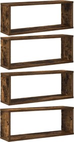 vidaXL 4 db füstös tölgy színű szerelt fa fali kockapolc 60x15x23 cm