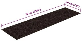 15 db sötétbarna négyszögletes öntapadó lépcsőszőnyeg 76x20cm