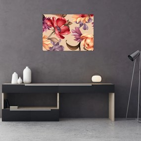Üveg kép - Vintage virágok (70x50 cm)