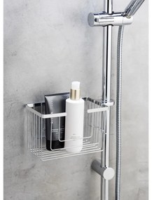 Fényes ezüstszínű öntapadós rozsdamentes acél fürdőszobai polc Valognes – Wenko