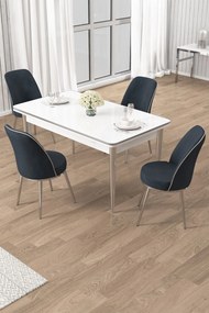 Rewa étkezőgarnitúra, fehér-króm, 110 cm – TR240CHR3043