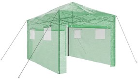 Sétáló Üvegház Felhajtható Vázal – Zöld, 430 x 290 x 315 cm, Acél