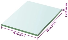 2 db átlátszó üveg paneles polc 20 x 15 cm