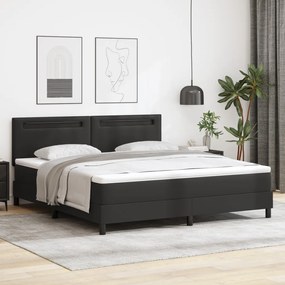Boxspringágy fekete színben, szuper king méretben, műbőr matraccal