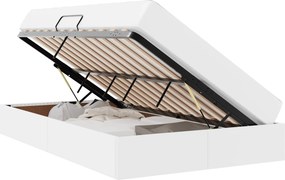 vidaXL Ágy tárolóval és matraccal matracmal tárolóval 2 pcs Fehér Bőr