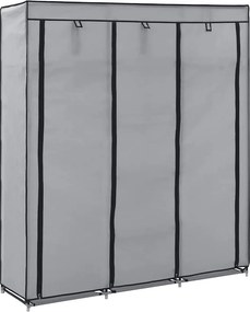 vidaXL szürke szövet ruhaszekrény rekeszekkel és rudakkal 150x45x175cm