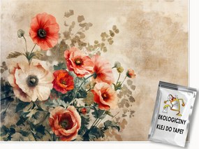 Fotótapéta Virágok Vintage Beton Bézs Falra Hálószoba Nappali 200x140