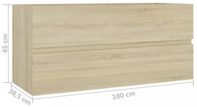 sonoma tölgy színű szerelt fa mosdószekrény 100 x 38,5 x 45 cm
