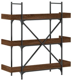 3-szintes barna tölgy szerelt fa könyvespolc 100x33x108,5 cm