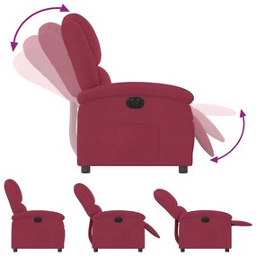 bordó bársony elektromos dönthető fotel