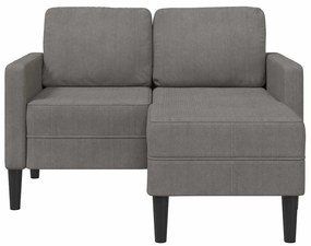 világosszürke vászon 2 üléses kanapé L-alakú kanapéval 125 cm