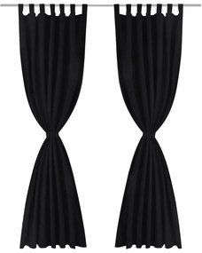 vidaXL 2 db fekete mikroszatén függöny karikákkal 140 x 245 cm