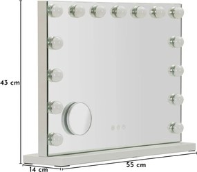 Fali tükör világítással-polccal 55x43 cm Hollywood – Mauro Ferretti