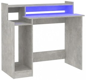 betonszürke szerelt fa íróasztal LED-ekkel 97 x 45 x 90 cm