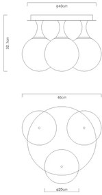 Globo 15885-3D - Felületre szerelhető csillár DALTON 3xE27/10W/230V átm. 46 cm fekete