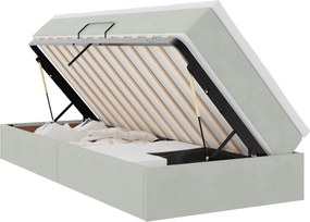 vidaXL Ágy tárolóval és matraccal Világosszürke 90 x 200 cm Bársony