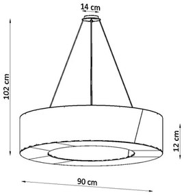 Sollux SL.0798 - Csillár zsinóron SATURNO SLIM 8xE27/60W/230V á. 90 cm fekete