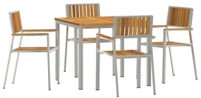 vidaXL Kültéri étkező szett 5 pcs Barna Tömör Akácfa