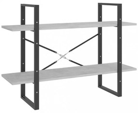 kétszintes betonszürke szerelt fa könyvszekrény 100x30x70 cm