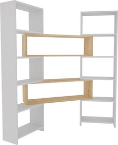 Poyraz könyvespolc, fehér-tölgy, 163,5 cm