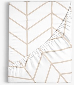 Goldea pamut gumis lepedő - bézs cikkcakk fehéren 180 x 200 cm