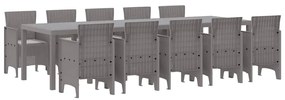 vidaXL Kert étkező szett 11 pcs Világosszürke Rattan és alumínium