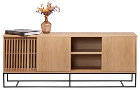 Natúr színű alacsony komód tölgyfa dekorral 188x75 cm Ende – Woodman