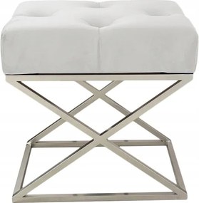 Pad kárpitozott puff fém X fehér-ezüst