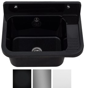 Mosogató Quality Universe, univerzális műanyag mosogató 50x34x31 cm + szifon, 1 kamrás, fekete, SKQ-KGK50-BK