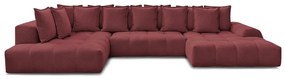 Borvörös zsenília kinyitható-tárolóhelyes sarokkanapé (bal oldali-U alakú) Everest – Bobochic Paris
